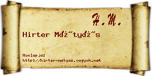 Hirter Mátyás névjegykártya
